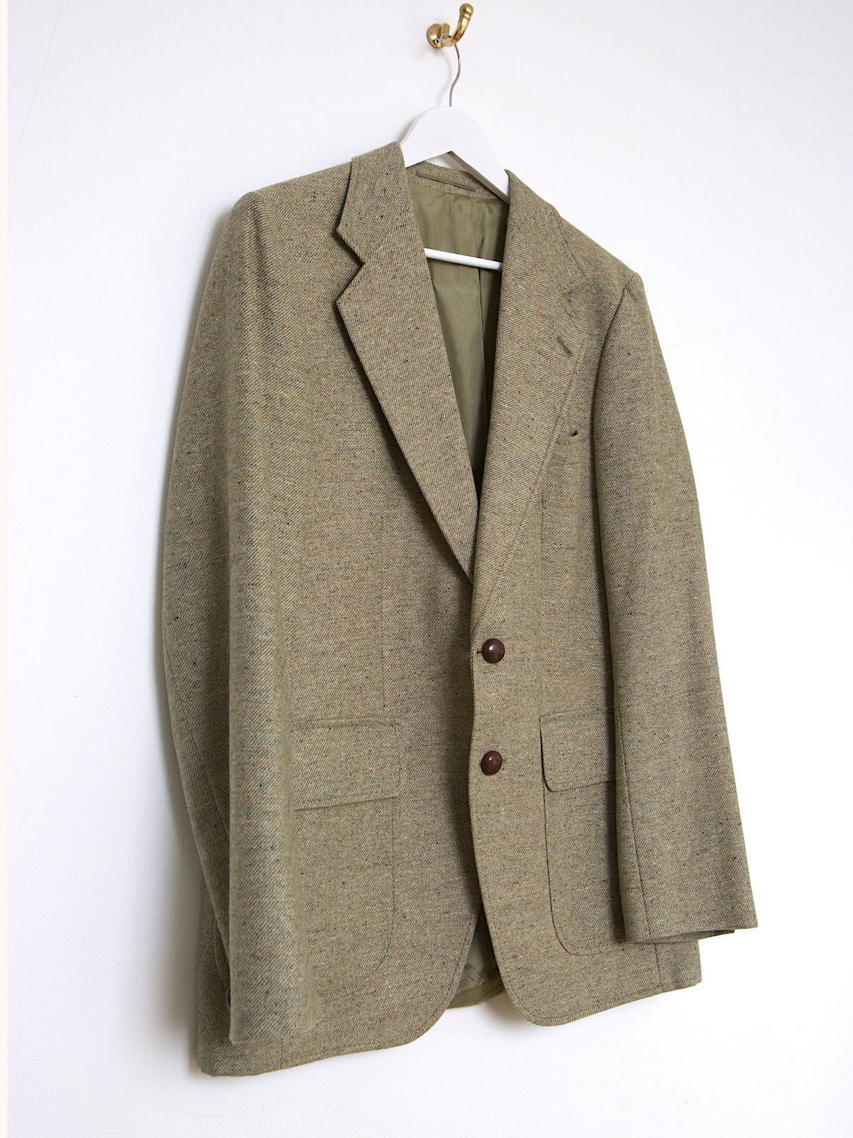 VINTAGE LIGHT GREEN WOOL BLAZER  LARGE FRONT POCKETS
