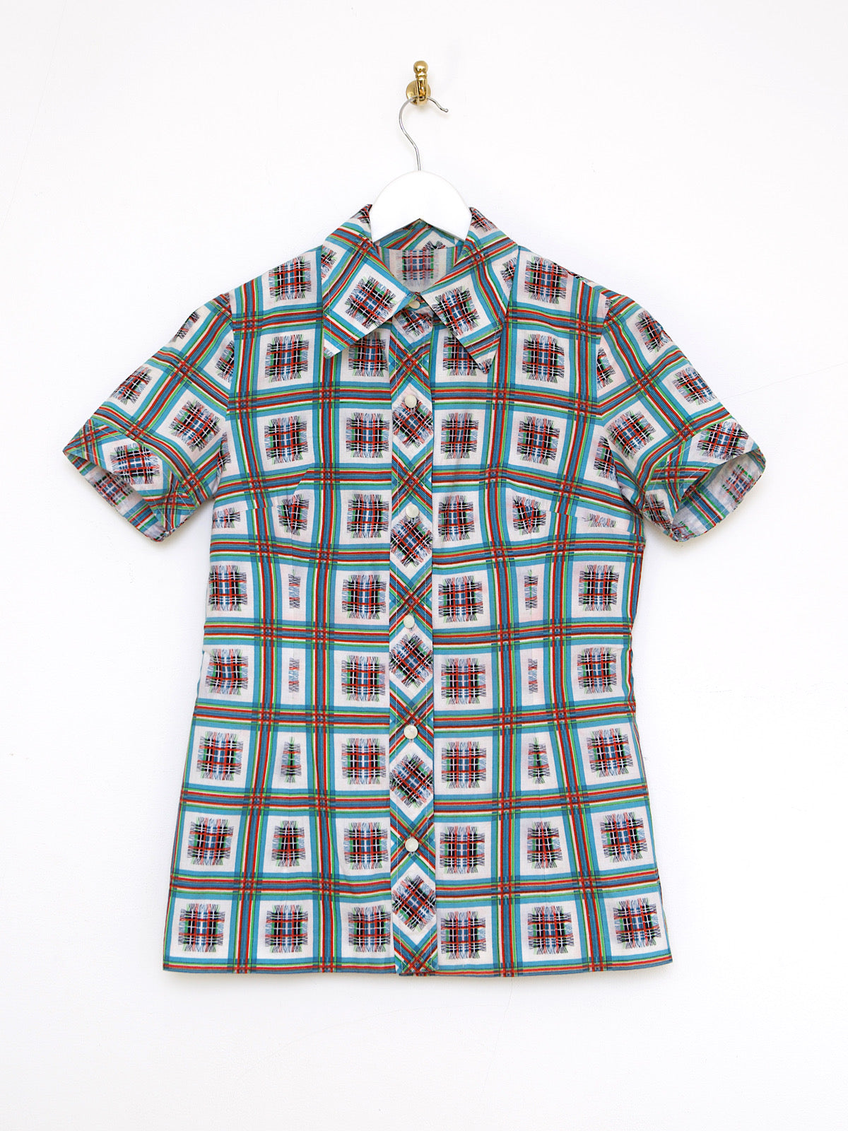 60S VINTAGE COTTON PRINTED SUMMER SHIRT SHORT SLEEVES