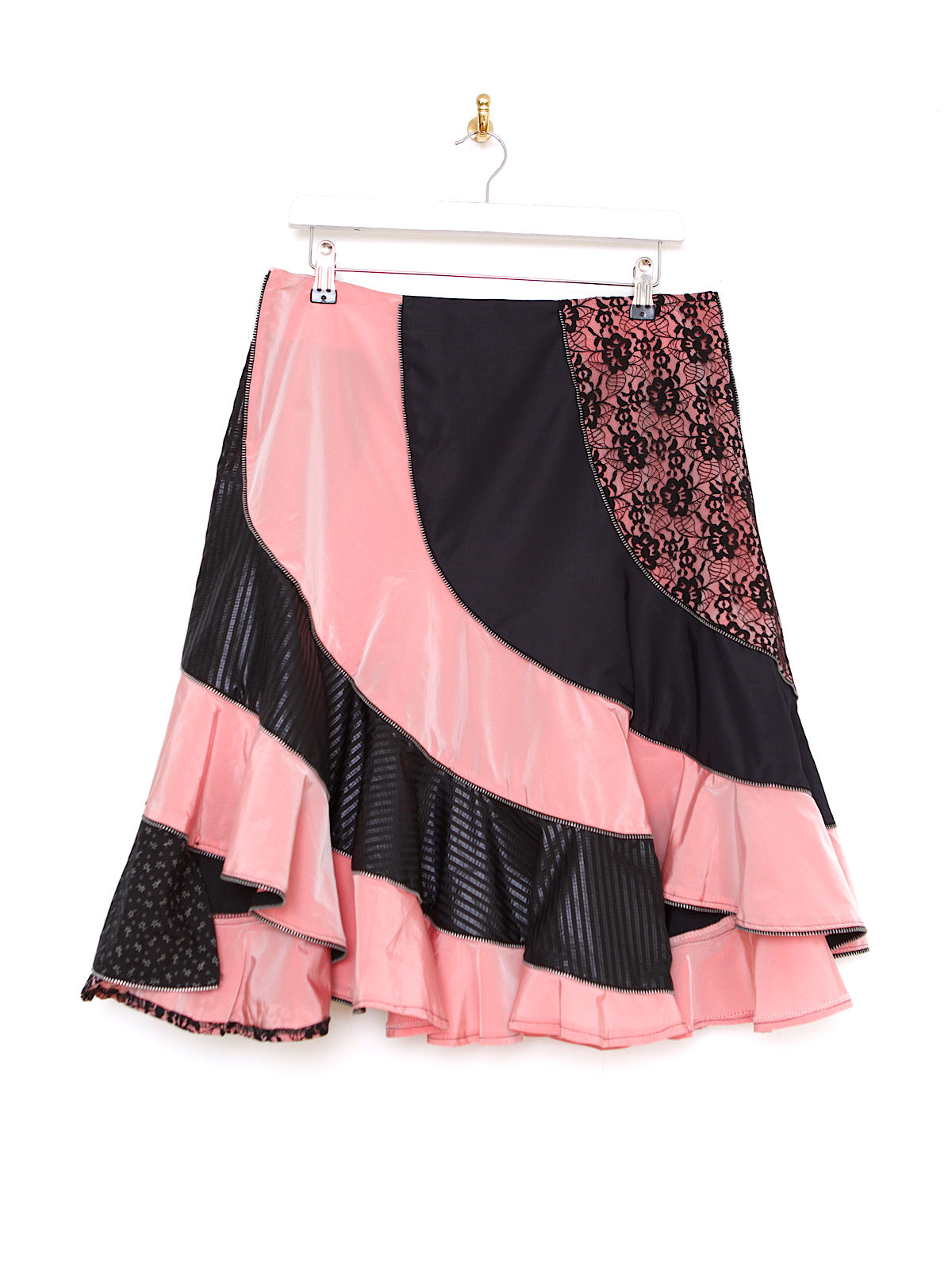 90S SATIN AND LACE ASSYMETRICAL SKIRT